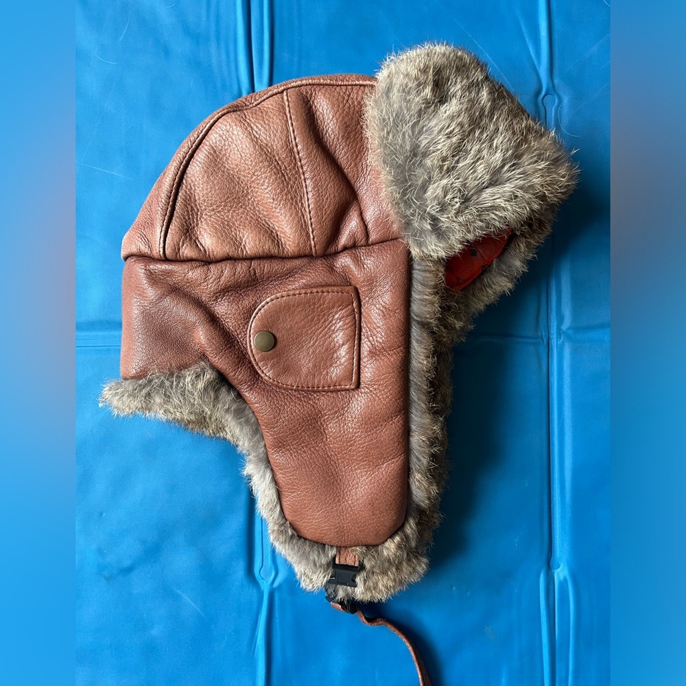Leather Mad Bomber hat